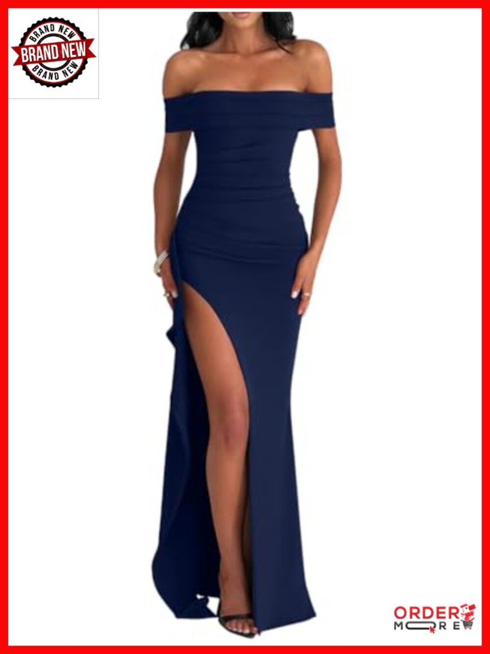 Elegant Bodycon Off Shoulder Sleeveless High Split Ruched Long Formal Evening